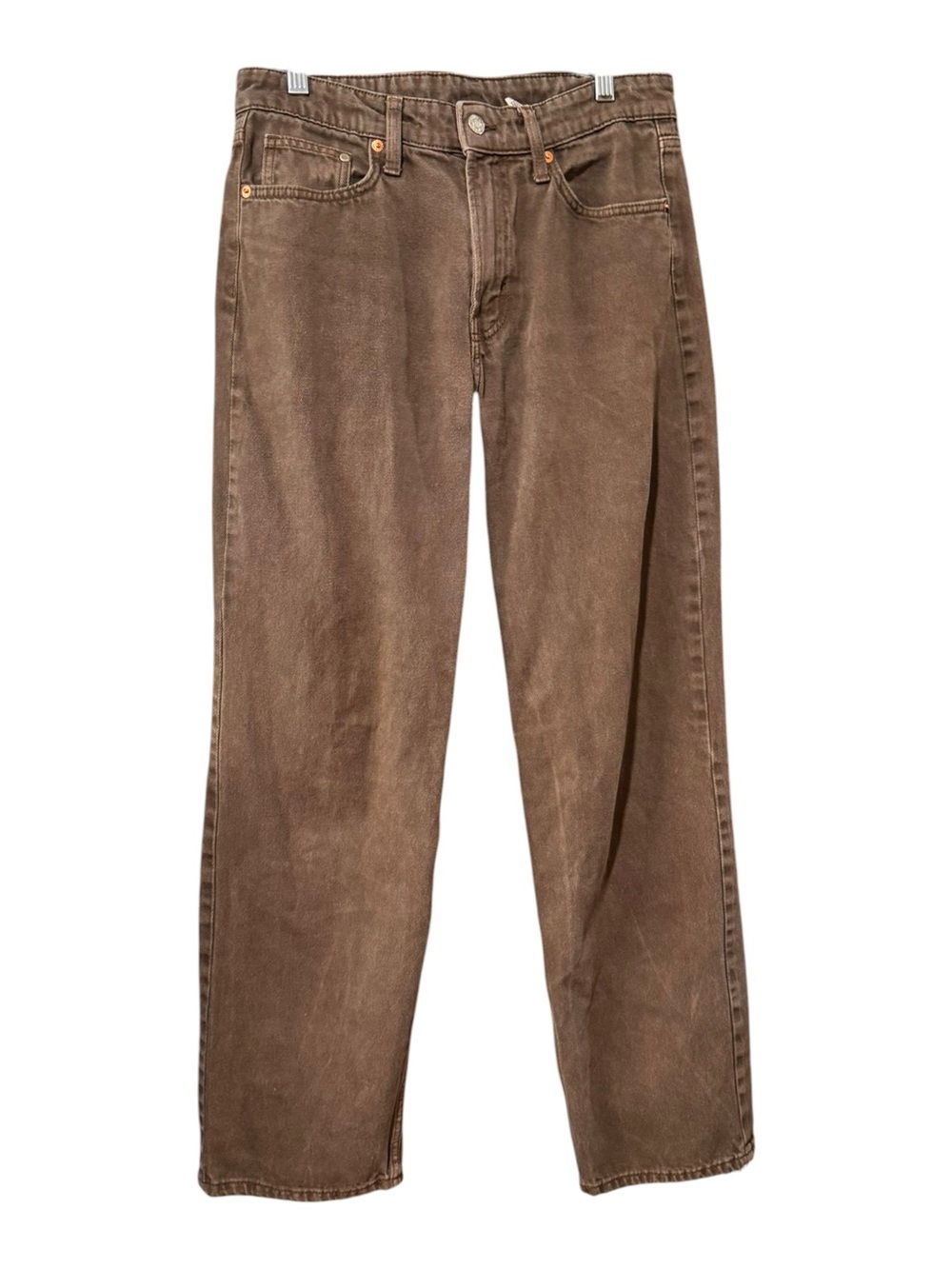&Denim Baggy High Waist Wide Leg Jeans Mineral Wash Chocolate Brown Size 4